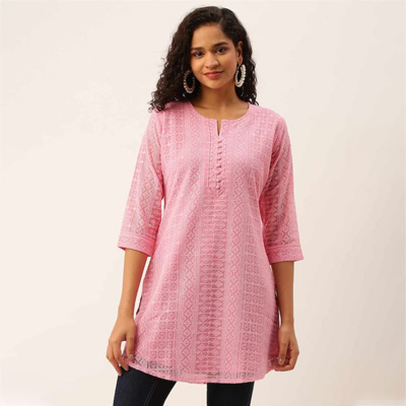 Pink Embroidered Tunic