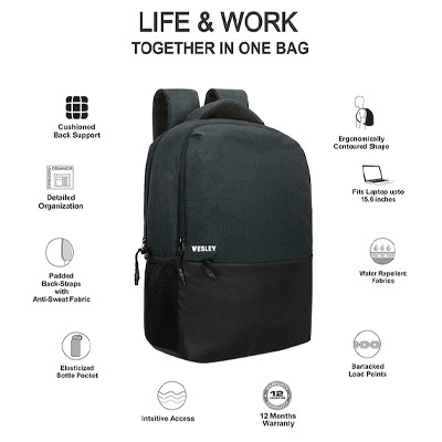 Unisex Black Solid Laptop Bag