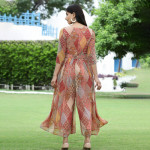 Women Peach-Coloured & Red Printed Basic Jumpsuit