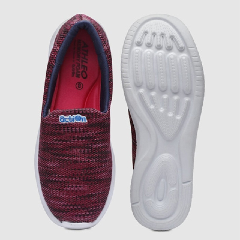 Women Maroon Mesh Running Non-Marking Shoes