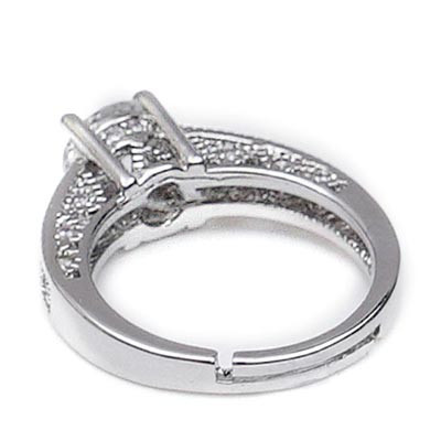 Silver-Toned Set of 2 American Diamond Studded Couple Rings