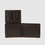 Men Brown Solid Leather Two Fold Wallet