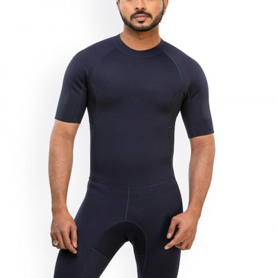 Men Navy Blue Solid Shorty Swimsuit