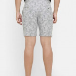 Men Grey Printed Slim Fit Regular Shorts