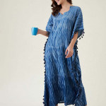 Navy Blue Printed Maxi Nightdress