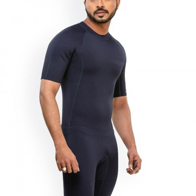 Men Navy Blue Solid Shorty Swimsuit