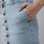 The Lifestyle Co Blue Washed Denim Straight Mini Skirt