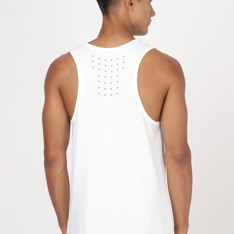 Men White Solid Cotton Innerwear Vests