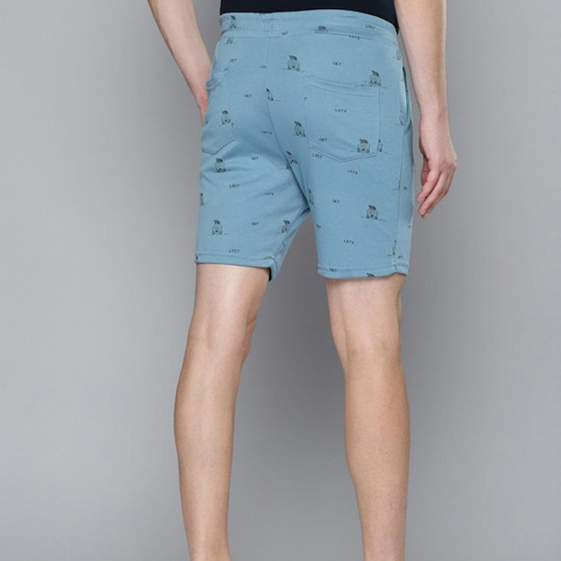 Men Blue Conversational Printed Lounge Shorts