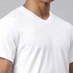 Men White Solid V-Neck Lounge T-shirt